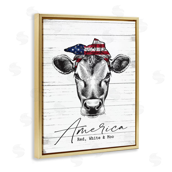 Stupell Industries Lettered And Lined | Americana Cow Red White And Moo