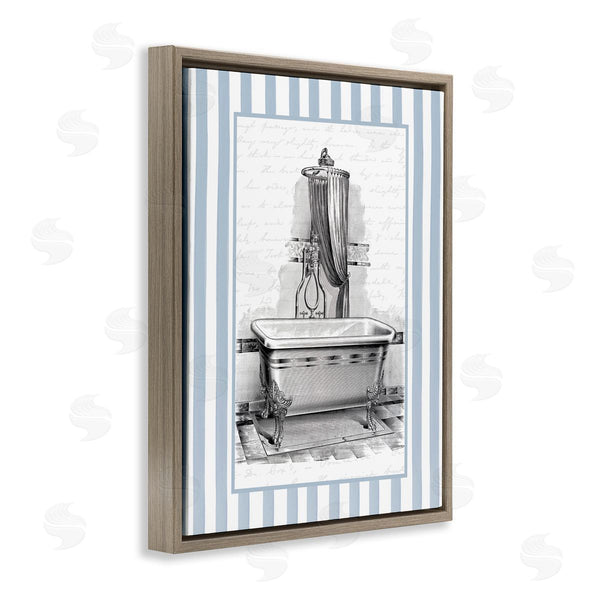 Stupell Industries Lettered And Lined | Antique Bath Blue Stripes