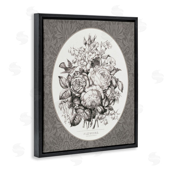 Stupell Industries Lettered And Lined | Antique Flower Bundle On Damask