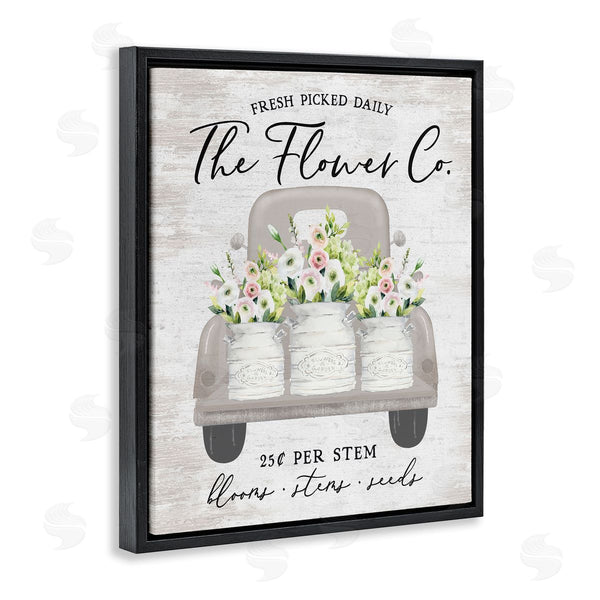 Stupell Industries Lettered And Lined | Antique Flower Sign Vintage Truck Bouquet Blossoms Wall Art