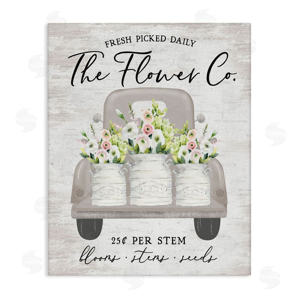 stupell industries Lettered and Lined | Antique Flower Sign Vintage Truck Bouquet Blossoms Wall Art