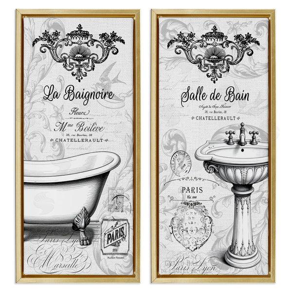 Stupell Industries Lettered And Lined | Antique French Bathroom Motifs