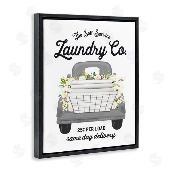 Stupell Industries Lettered And Lined | Antique Laundry Service Truck White Floral Arrangement Wall Art