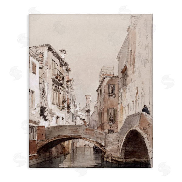 stupell industries Lettered and Lined | Arched Bridge Over Canal Quaint Town Buildings Wall Art