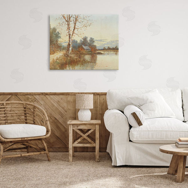 Stupell Industries Lettered And Lined | Autumn Cabin Along River Wall Art