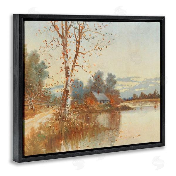 Stupell Industries Lettered And Lined | Autumn Cabin Along River Wall Art