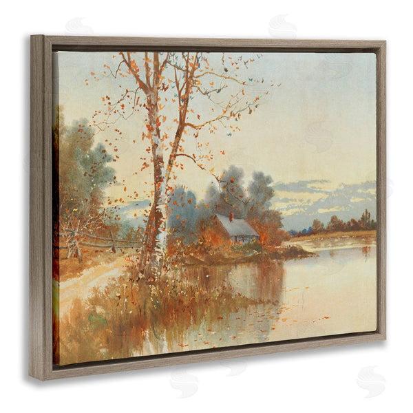 Stupell Industries Lettered And Lined | Autumn Cabin Along River Wall Art