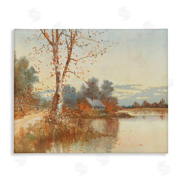 stupell industries Lettered and Lined | Autumn Cabin Along River Wall Art