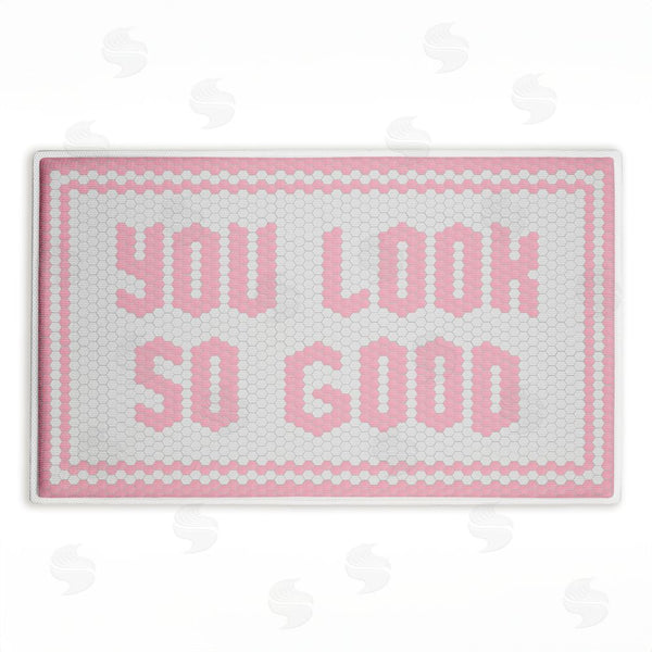 stupell industries Lettered and Lined | Baby Pink You Look So Good Plush Bath Mat