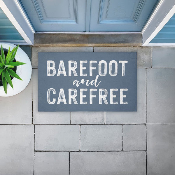 Stupell Industries Lettered And Lined | Barefoot And Carefree Summertime Non-Woven Door Mat