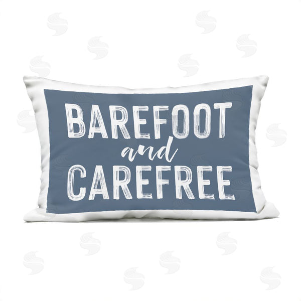 Stupell Industries Lettered And Lined | Barefoot & Carefree Blue Printed Throw Pillow