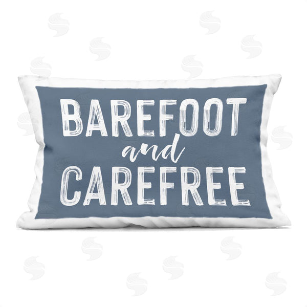 stupell industries Lettered and Lined | Barefoot & Carefree Blue Printed Throw Pillow