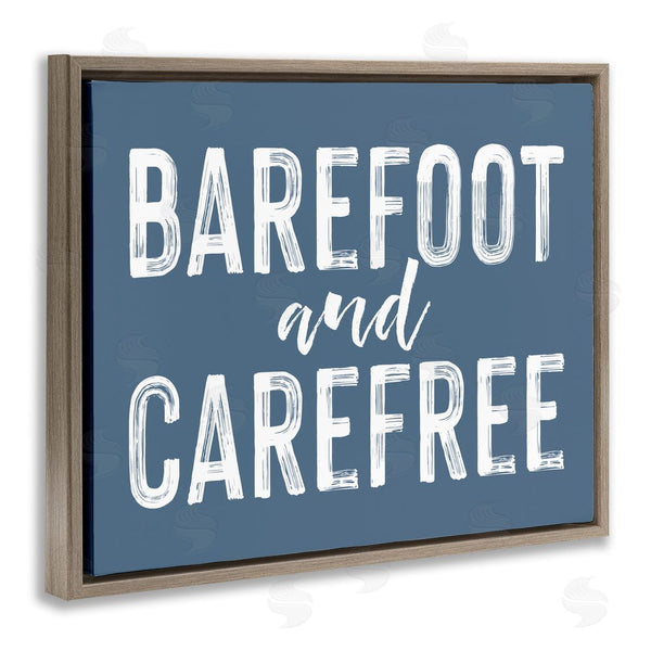 Stupell Industries Lettered And Lined | Barefoot & Carefree Blue Wall Art