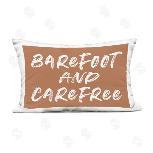 Stupell Industries Lettered And Lined | Barefoot & Carefree Brown Printed Throw Pillow