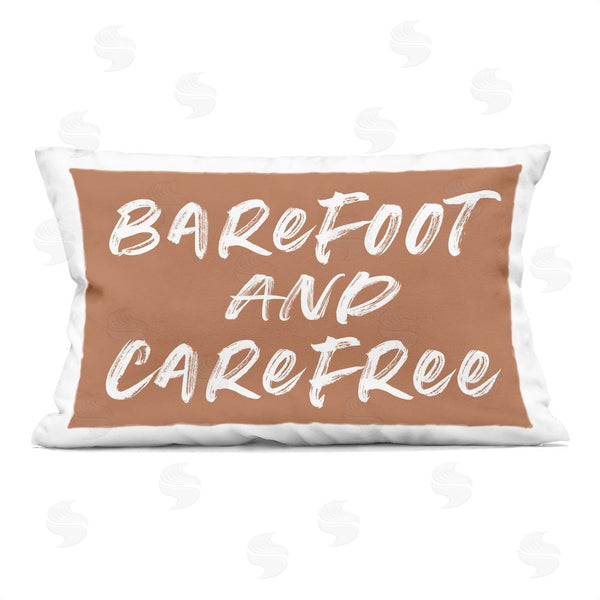 stupell industries Lettered and Lined | Barefoot & Carefree Brown Printed Throw Pillow