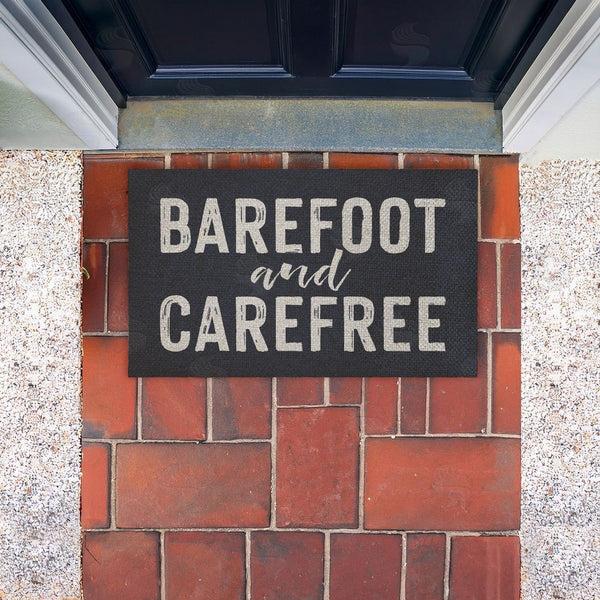 Stupell Industries Lettered And Lined | Barefoot & Carefree Summertime Faux Sisal Door Mat