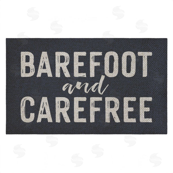 stupell industries Lettered and Lined | Barefoot & Carefree Summertime Faux Sisal Door Mat