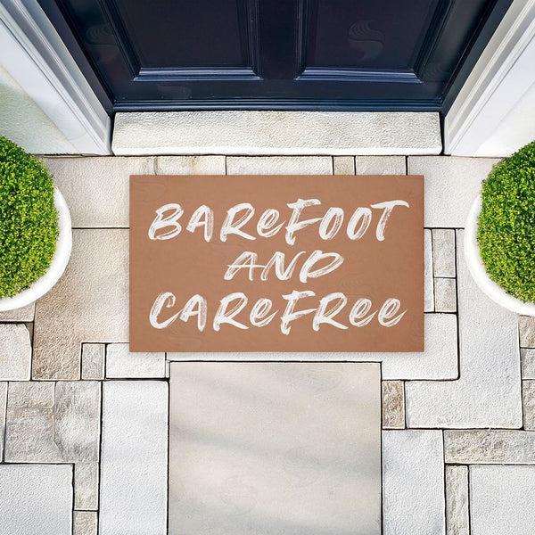 Stupell Industries Lettered And Lined | Barfoot & Carefree Summer Non-Woven Door Mat