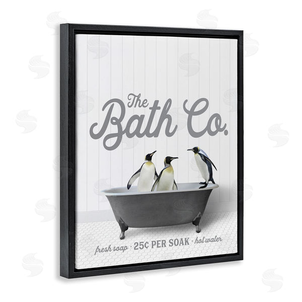Stupell Industries Lettered And Lined | Bathing Penguins In Tub Wall Art