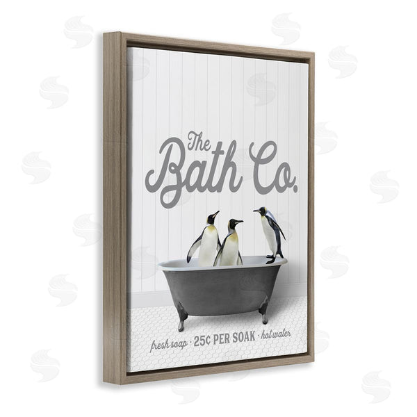 Stupell Industries Lettered And Lined | Bathing Penguins In Tub Wall Art