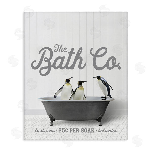 stupell industries Lettered and Lined | Bathing Penguins in Tub Wall Art