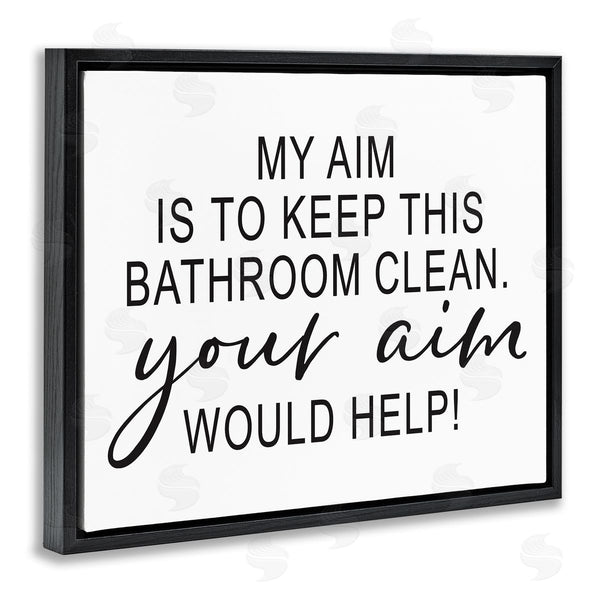 Stupell Industries Lettered And Lined | Bathroom Aim Humorous Typography Washroom Signage Wall Art