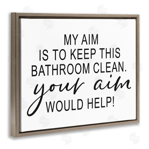 Stupell Industries Lettered And Lined | Bathroom Aim Humorous Typography Washroom Signage Wall Art