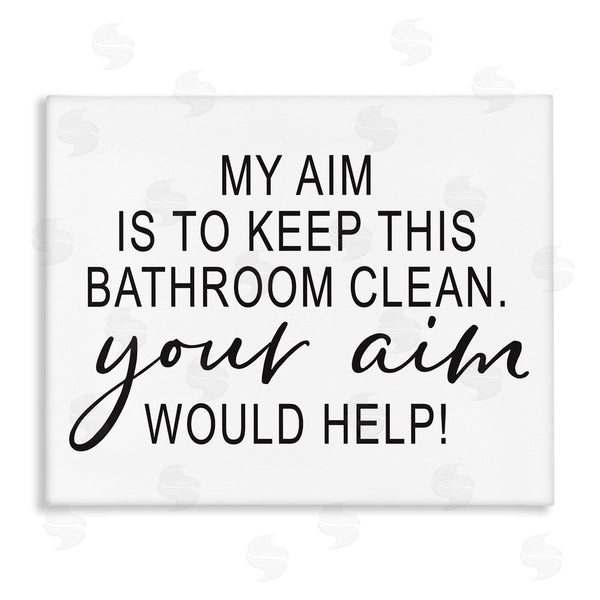 stupell industries Lettered and Lined | Bathroom Aim Humorous Typography Washroom Signage Wall Art
