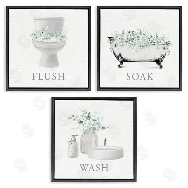 Stupell Industries Lettered And Lined | Bathroom Rules With Eucalyptus