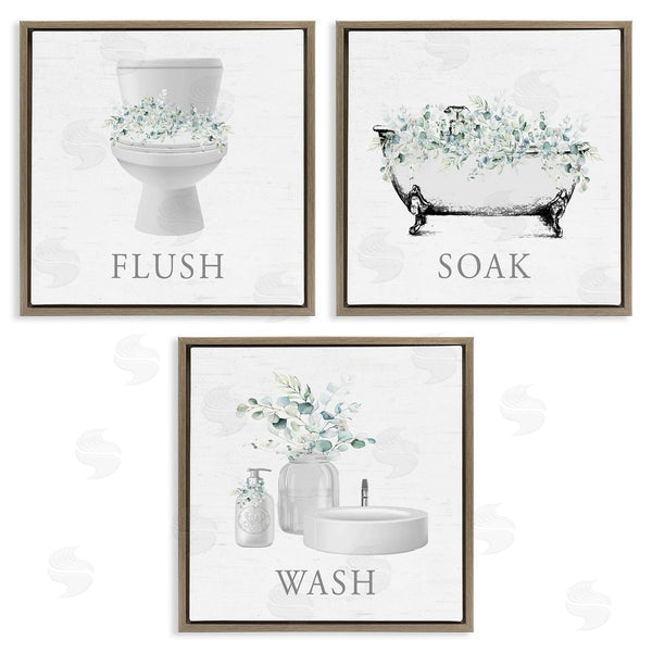 Stupell Industries Lettered And Lined | Bathroom Rules With Eucalyptus