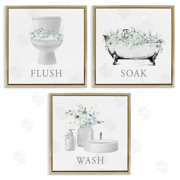 Stupell Industries Lettered And Lined | Bathroom Rules With Eucalyptus