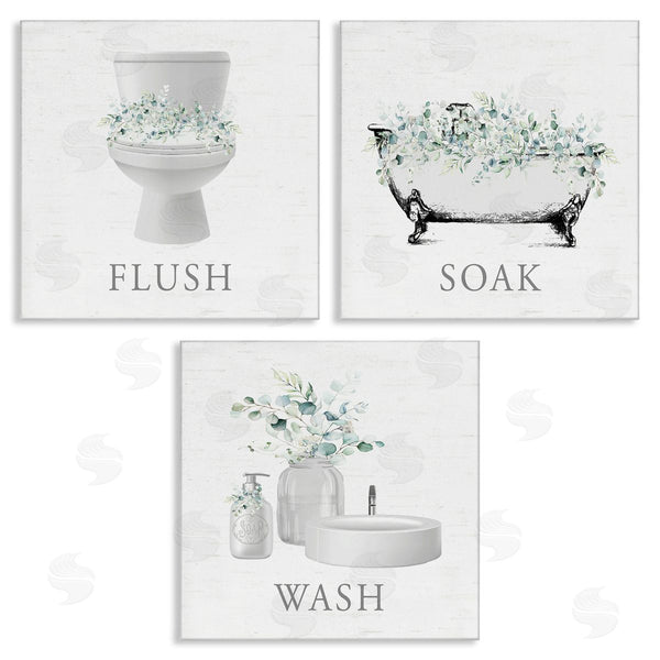 stupell industries Lettered and Lined | Bathroom Rules with Eucalyptus