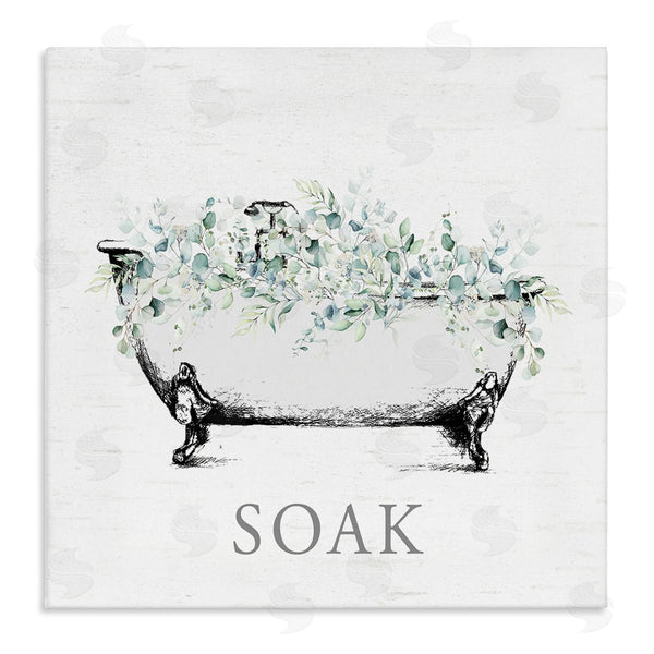 stupell industries Lettered and Lined | Bathroom Tub with Eucalyptus