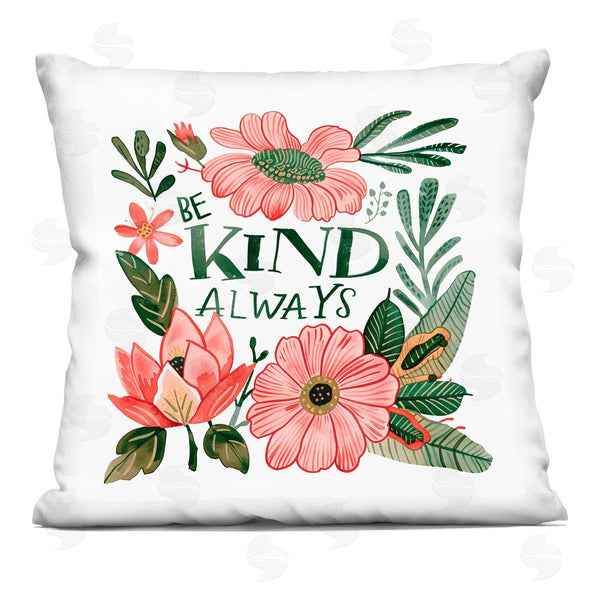 stupell industries Lettered and Lined | Be Kind Always Greenery Printed Throw Pillow
