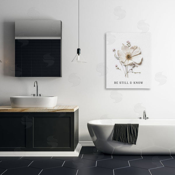 Stupell Industries Lettered And Lined | Be Still & Know Pressed Flowers Wall Art