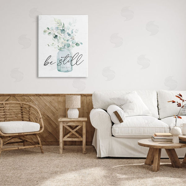 Stupell Industries Lettered And Lined | Be Still Spiritual Botanical Plants Farmhouse Bouquet Wall Art