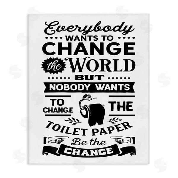 stupell industries Lettered and Lined | Be The Change Funny Toilet Paper Vintage Washroom Wall Art