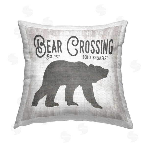 Stupell Industries Lettered And Lined | Bear Crossing Bed & Breakfast Printed Throw Pillow