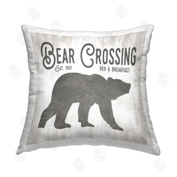 stupell industries Lettered and Lined | Bear Crossing Bed & Breakfast Printed Throw Pillow