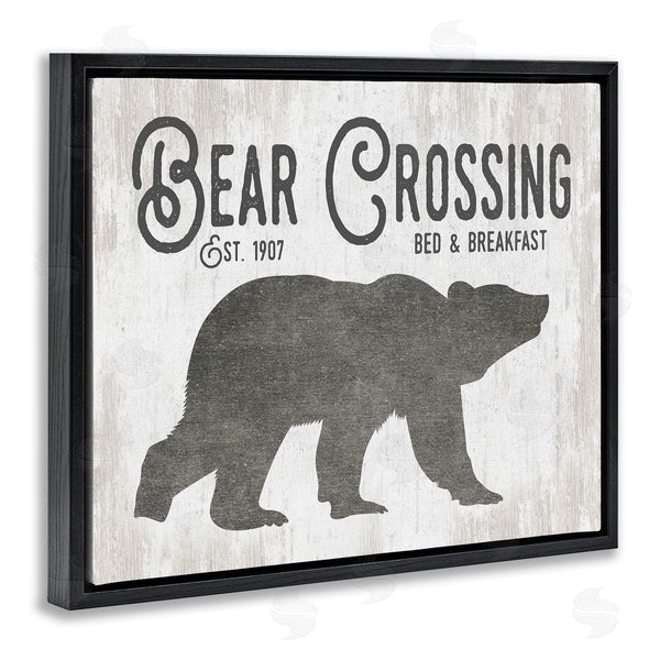 Stupell Industries Lettered And Lined | Bear Crossing Silhouette Wildlife Rustic Cabin Signage Wall Art