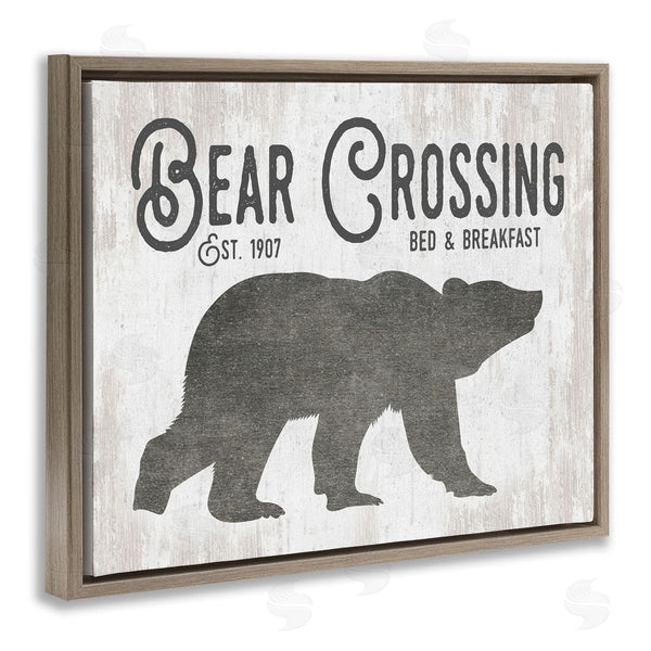 Stupell Industries Lettered And Lined | Bear Crossing Silhouette Wildlife Rustic Cabin Signage Wall Art