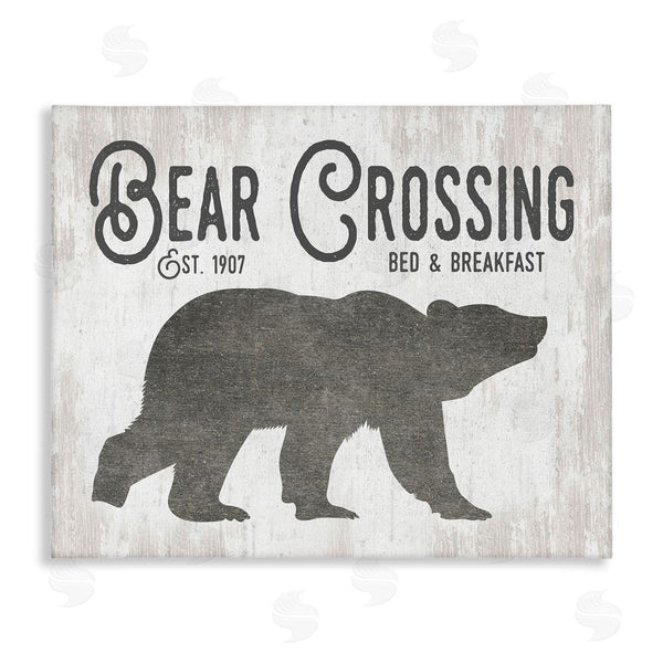stupell industries Lettered and Lined | Bear Crossing Silhouette Wildlife Rustic Cabin Signage Wall Art