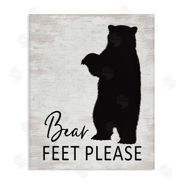 stupell industries Lettered and Lined | Bear Feet Remove Shoes Cabin Entrance Sign Wall Art