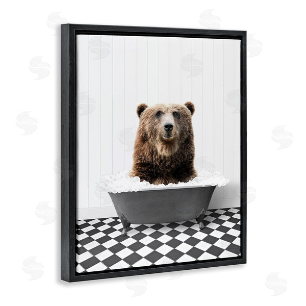 Stupell Industries Lettered And Lined | Bear In Bathroom Tub Wall Art