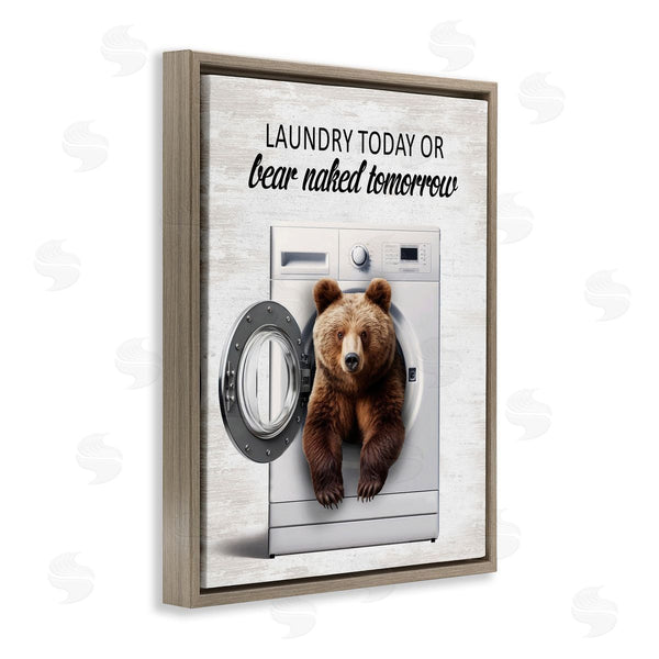Stupell Industries Lettered And Lined | Bear Naked Funny Laundry Wall Art
