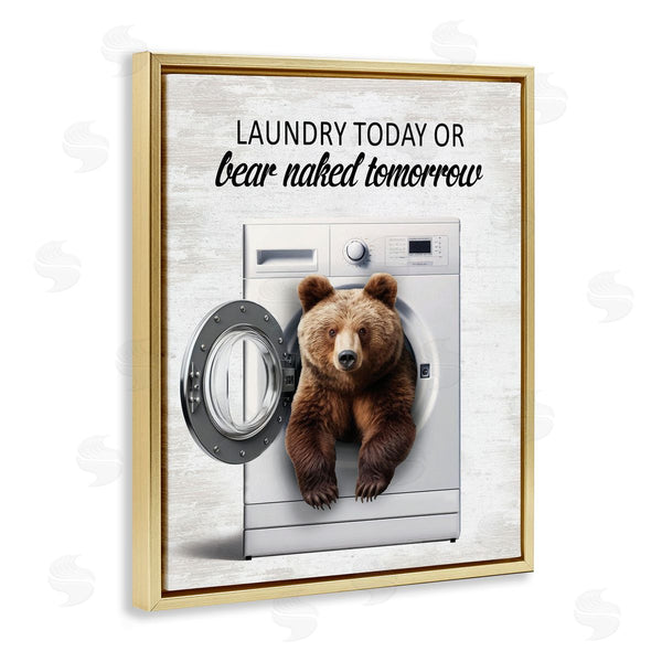 Stupell Industries Lettered And Lined | Bear Naked Funny Laundry Wall Art