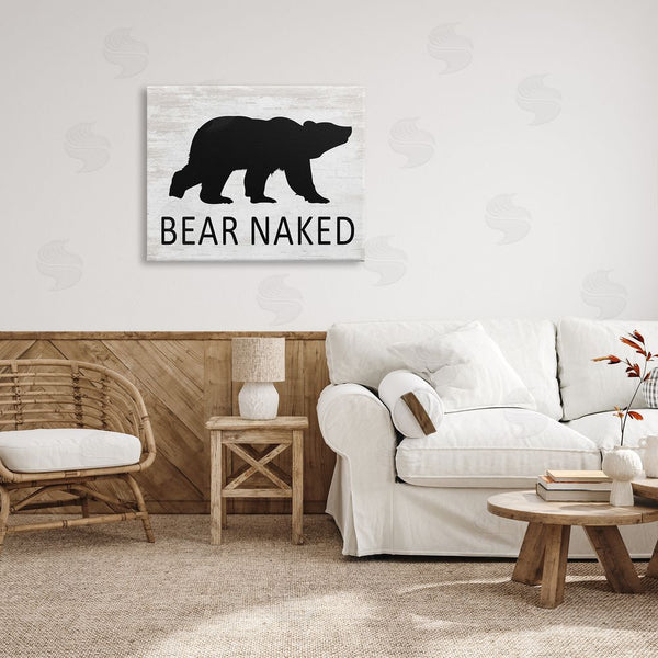 Stupell Industries Lettered And Lined | Bear Naked Humorous Cabin Typography Silhouette Wall Art