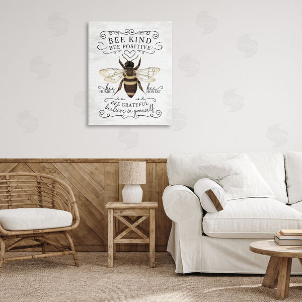 Stupell Industries Lettered And Lined | Bee Kind & Positive Country