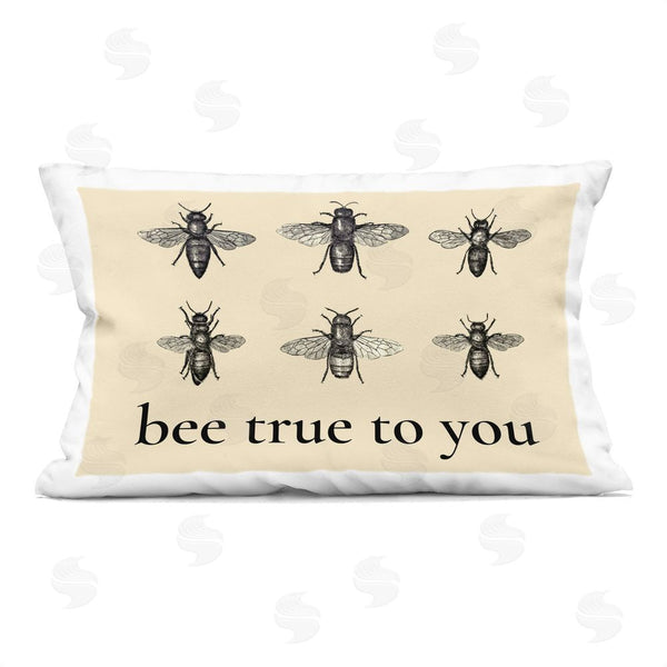 stupell industries Lettered and Lined | Bee True To You Inspiration Printed Throw Pillow