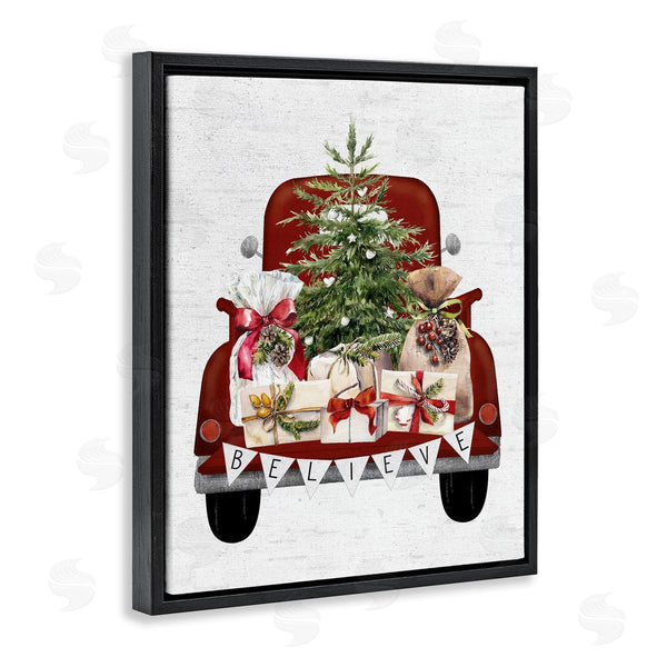 Stupell Industries Lettered And Lined | Believe Seasonal Christmas Truck